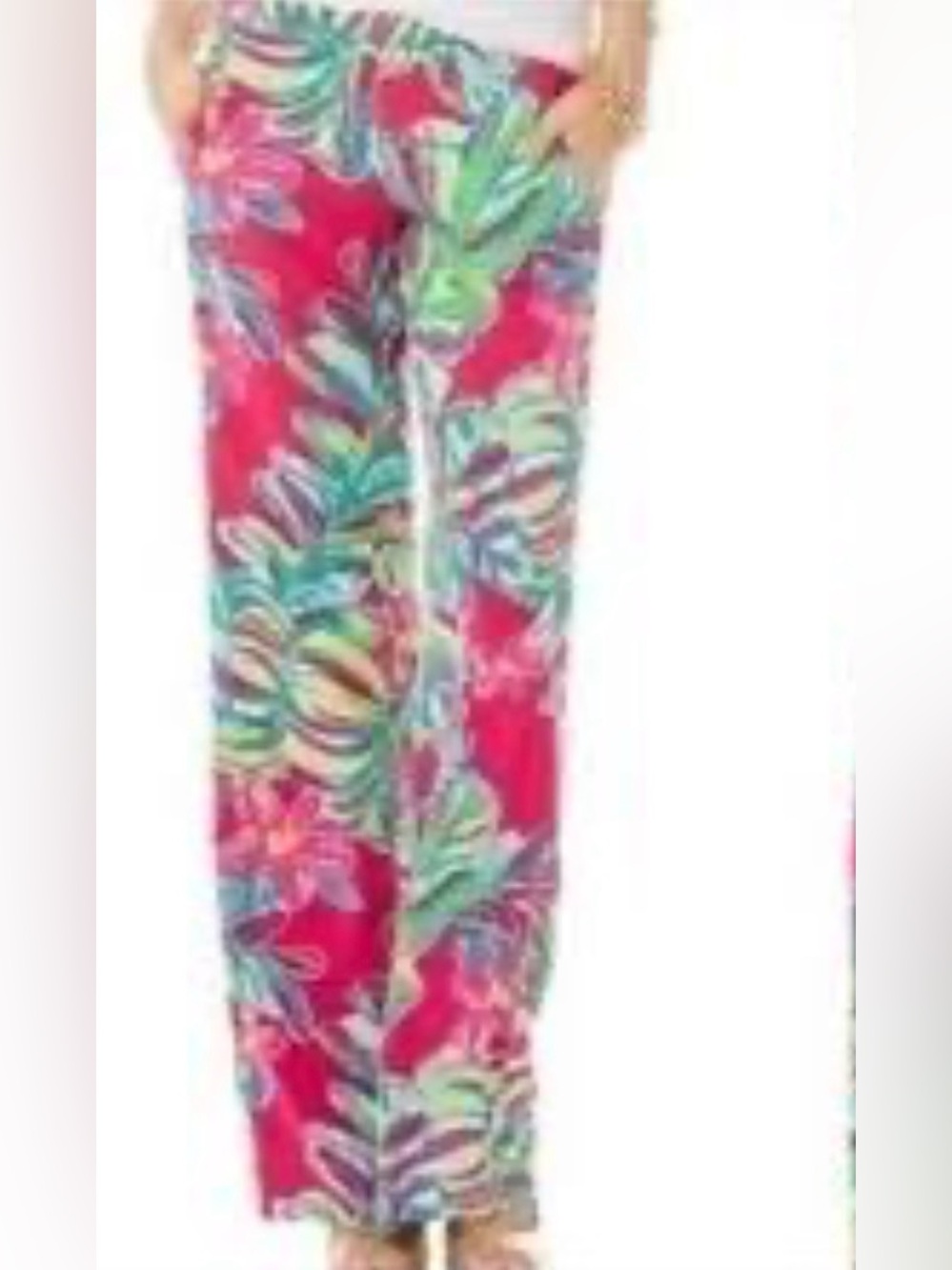 Lilly Pulitzer Cambridge Palazzo Pants Jungle Tumble Pomegranate Wide Leg M